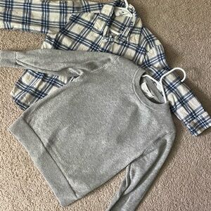 Gray and Blue Plaid Kids Shirt & Sweater Set